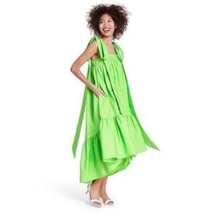 Christopher John Rogers for Target Green High Low Babydoll Dress